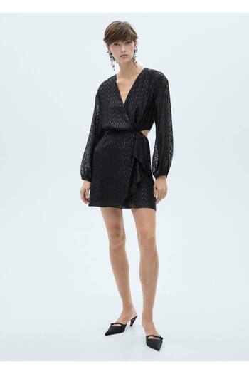 MANGO Woman Side Slit Wrap Dress