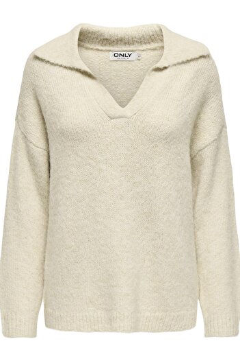 ONLY Onlmaggie Life White Split Neck Cc Knt 15324310