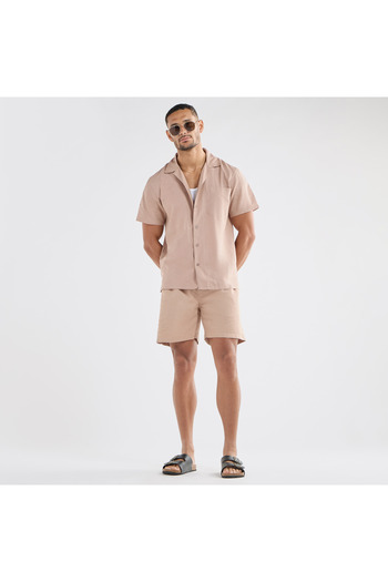 FAV Regular Fit Shirt with Camp Collar and Short Sleeves
