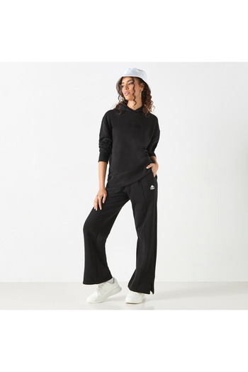 Kappa Wide Leg Track Pants with Drawstring Closure and Pockets