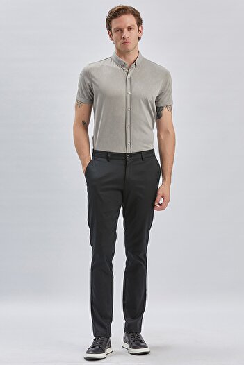 İmza Black Cotton Side Pocket Casual Slim Fit Chino Pants 1003240161