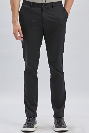 İmza Black Cotton Side Pocket Casual Slim Fit Chino Pants 1003240161
