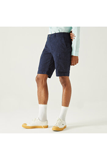 Lacoste Erkek Lacivert Desenli Bermuda