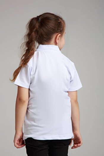 Dragora Çocuk Beyaz Polo Yaka Okul Penye T-shirt