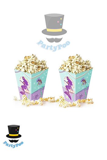 PartyPoo Mermaid Themed Corn Box 8 Pieces |   Party Decoration and Snack Box