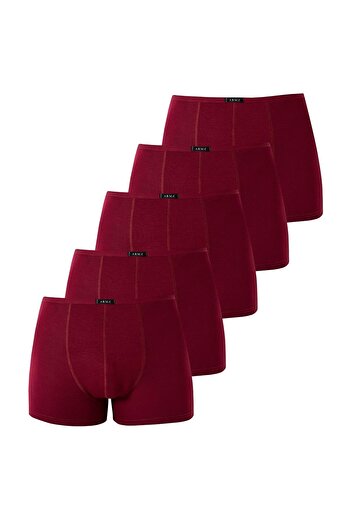 Arma Yıldız Men's Thin Waist Elastic Bamboo Boxer Claret Red 5 Pack