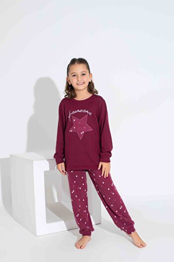 Tarık Girl's Teenager's and Children's Long Sleeve Thermal Cloth Winter Warm Pajamas Set