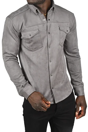 DeepSEA Men's Smoked Double Pocket Suede Shirt 2302329