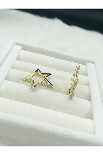 DS DİAMONDSHOP Star Model Zircon Stone Earrings New Season Byk- 20241100026