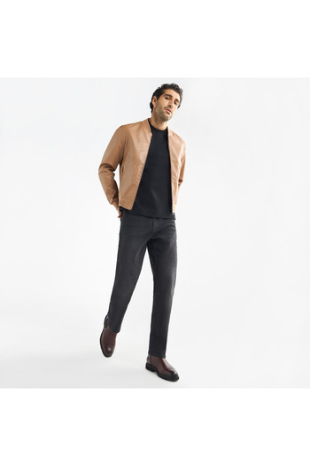 FAV Textured Bomber Jacket With Zip Closure And Pockets