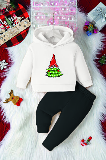 ADABEBEK Hooded New Year Hat Lucky Dwarf Printed 2-Piece Baby Set 23189