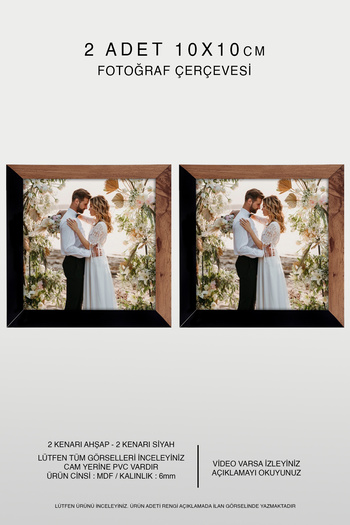 Bytwo 2 Pieces 10X10 Frame - Mdf Square Frame - Photo Frame - Wooden - Black 2 Color Frame