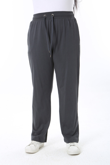 Şans Large Size Eyelet Detailed Smoked Cotton Sweatpants - 65N38470