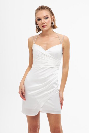 Carmen Ecru Backless Satin Evening Dress