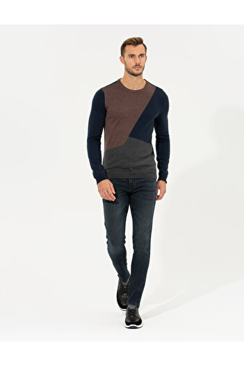 Pierre Cardin Navy Blue Slim Fit Knitwear Sweater - Crew Neck 50261154 -Vr033