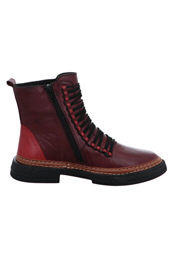 İNZE AYAKKABI Hematite Model Claret Red Genuine Leather Boots