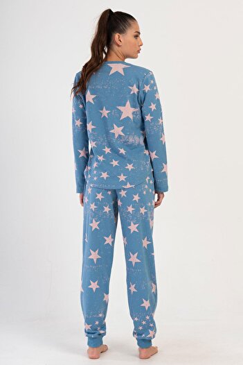 VİENETTA Vienetta Safir Kadın Uzun Kol Iki Iplik Pijama Takımı