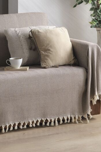 LADYNİL Natural Sofa Cover Covering Arms Dark Brown 180x300