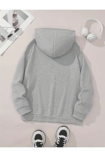caddekombin Cat Printed Hooded Pocket 2 Thread Raster Full Fit Sweatshirt