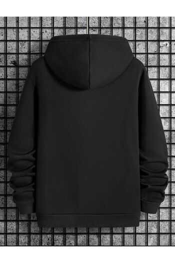 caddekombin World Patterned Hooded Pocketed Legend Pattern 2 Thread Ribbed Sweatshirt