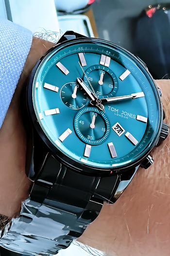 Tom Jones Men's Watch with Calendar 3 Atm Waterproof Steel Band Bracelet Gift Gtje2058C3
