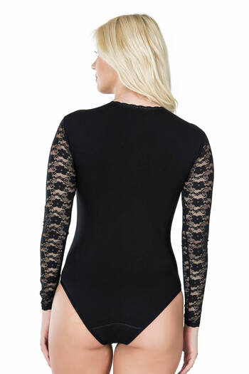kapsulavm Derya Kurşun Long Sleeve Lace Women's Bodysuit 342