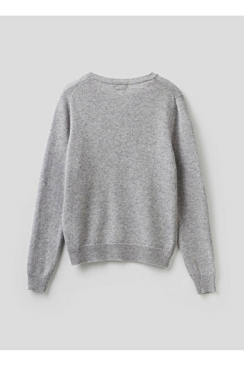 Benetton Bisiklet Yaka Yaka Normal Gri Melanj Kazak Kadın 312141002D1K01