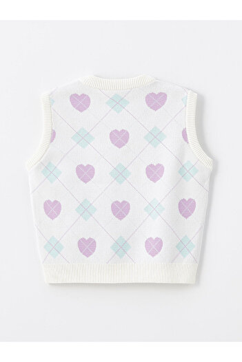 LC Waikiki Lcw Kids Jacquard V-Neck Patterned Girl's Knitwear Sweater