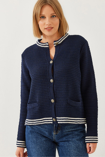 Bianco Lucci Women's Buttoned Pocket Detailed Knitwear Cardigan 20246247