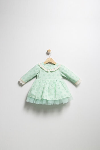 Tongs Baby Rochita eleganta pentru fetite Elbise, Tongs baby, cu tulle si volane, Verde, 24-36 luni