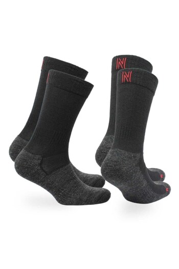 NORFOLK Leonardo Merino Wool Outdoor Hiking Socks 2 Pack Black