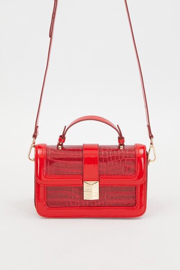 Levidor Croco Red - Red Rugan Crocodile Leather Handbag