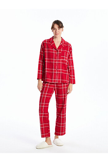 LC Waikiki Lcwk Gömlek Yaka Ekose Kadın Pijama Takımı
