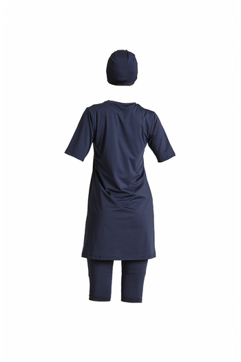 sefamerve Navy Blue Short Sleeve Pool Swimsuit - 22700-01