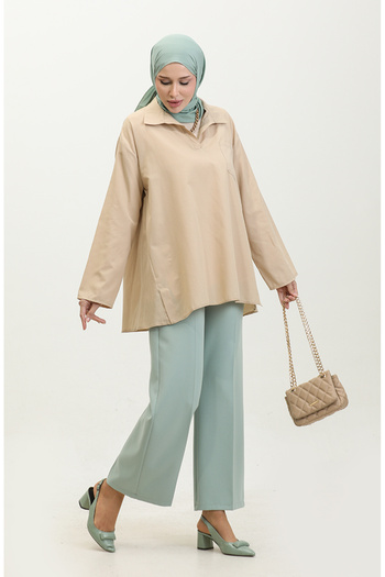 sefamerve 2007-06 Model Beige Oversize Tunic
