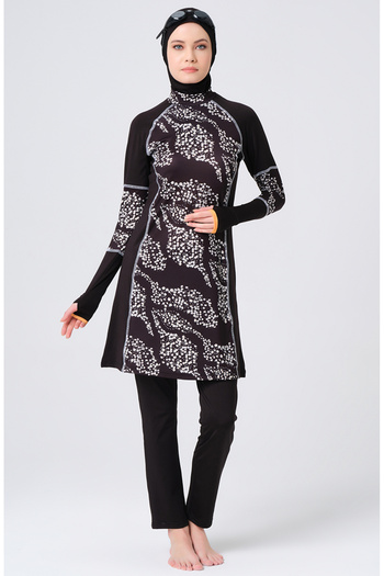 sefamerve Black Hijab Swimsuit - 23686-03 Model
