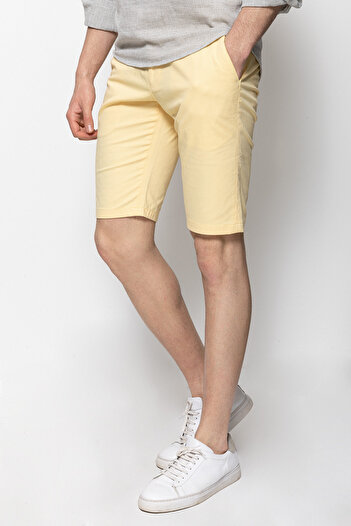Mcr Plain Yellow Color Super Slim Fit Men's Shorts