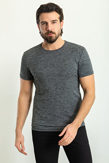 Mcr Ανδρικό μπλουζάκι με μοτίβο Slim Fit Crew Neck Μαύρο - 36783.23Y