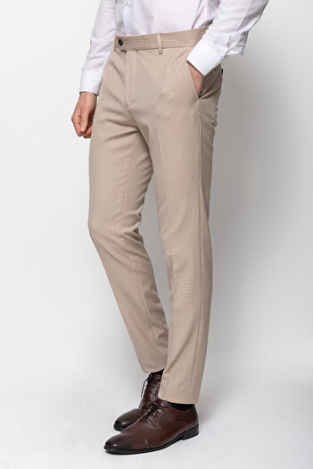 Mcr Ανδρικό παντελόνι καρό Super Slim Fit Μπεζ - 38062.22y