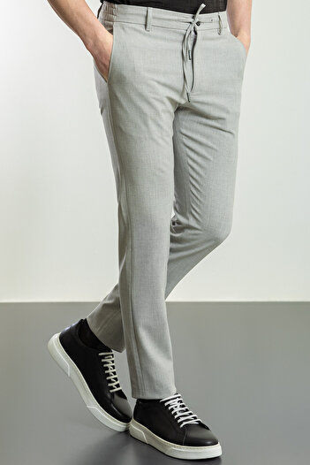 Mcr Straight Super Slim Fit Drawstring Men's Trousers Gray - 38145.23Y