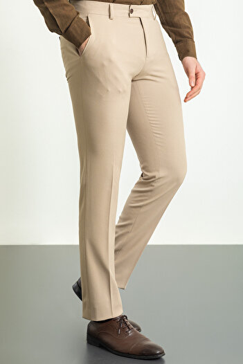 Mcr Straight Slim Fit Classic Men's Trousers Beige - 38144.23Y
