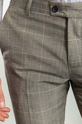 Mcr Plaid Slim Fit Classic Men's Trousers Black - 38171.23Y