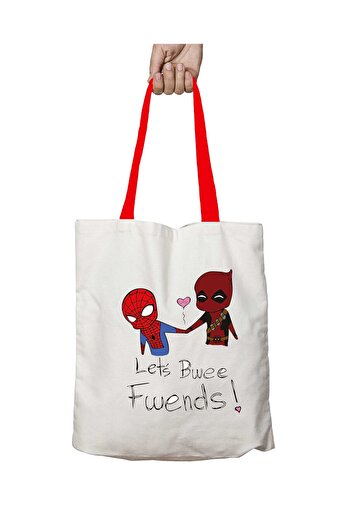 ART HEDİYE Τσάντα ώμου Deadpool V Spiderman που πλένεται με κόκκινη λαβή