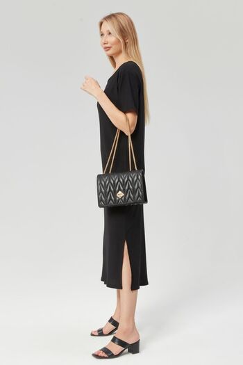 Alesia Long Knitted Dress - Short Sleeve and Slit Detail