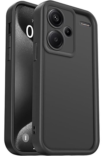 Fibaks Xiaomi Redmi Note 13 Pro Plus Case with Camera Protection Soft Textured Shock Absorbing Black Silicone Cover