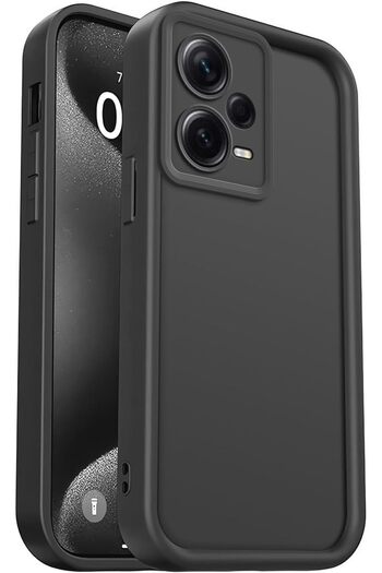 Fibaks Xiaomi Redmi Note 12 Pro 5g Case Camera Protected Soft Textured Shock Absorbing Black Silicone Cover