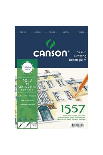Canson A5-180 Gr 1557 Pattern Drawing Block Picture Notebook Spiral Bound 20 Yp.