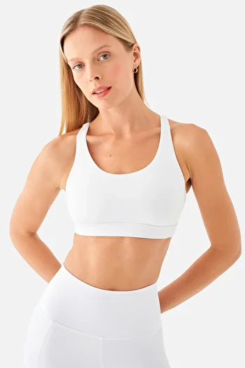 Superstacy Stella Medium Supported White Sports Bra