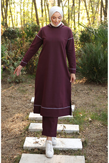 sefamerve 3082-07 Plum Double Tracksuit Set