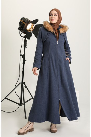 sefamerve 711930 -04 Indigo Hooded Cashmere Coat